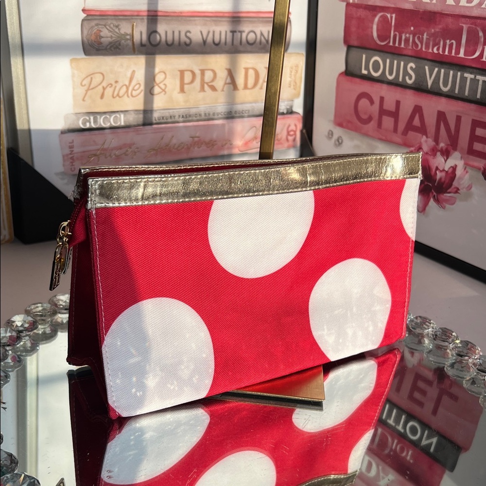 Elizabeth Arden Red and White Dotted clutch or Cosmetic Case